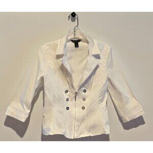 White House Black Market Women’s White Moto Jacket Size 8 Stretch Cotton